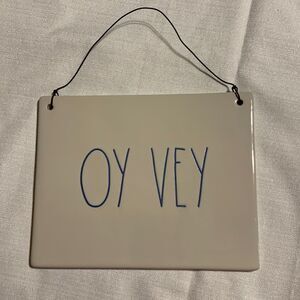 COPY - Rae Dunn, "OY VEY". Accent piece with wire hanger